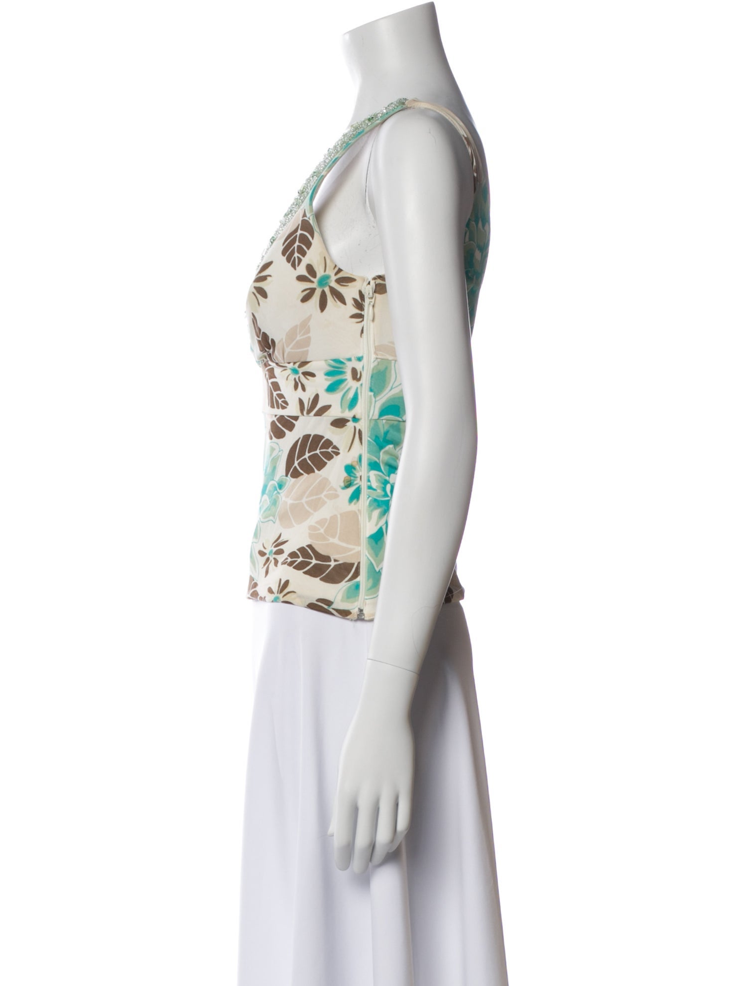 La Perla Floral Print V-Neck Crop Top