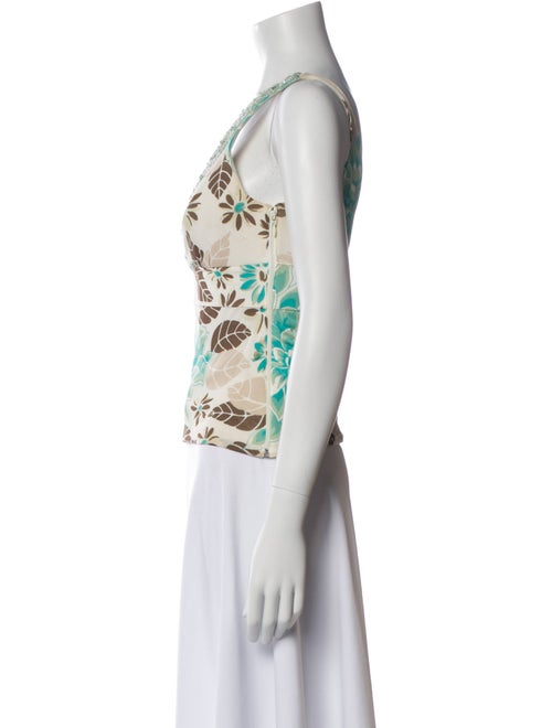 La Perla Floral Print V-Neck Crop Top