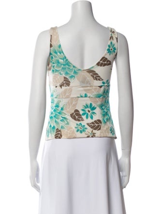 La Perla Floral Print V-Neck Crop Top
