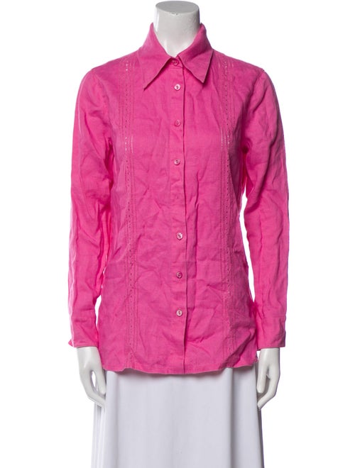 La Perla Linen Long Sleeve Button-Up Top