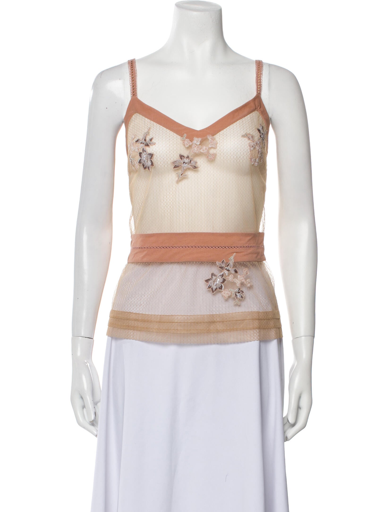 La Perla Lace Pattern V-Neck Top