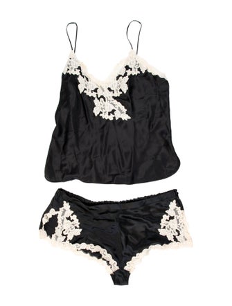 La Perla Silk Lace Trim Embellishment Lounge Set