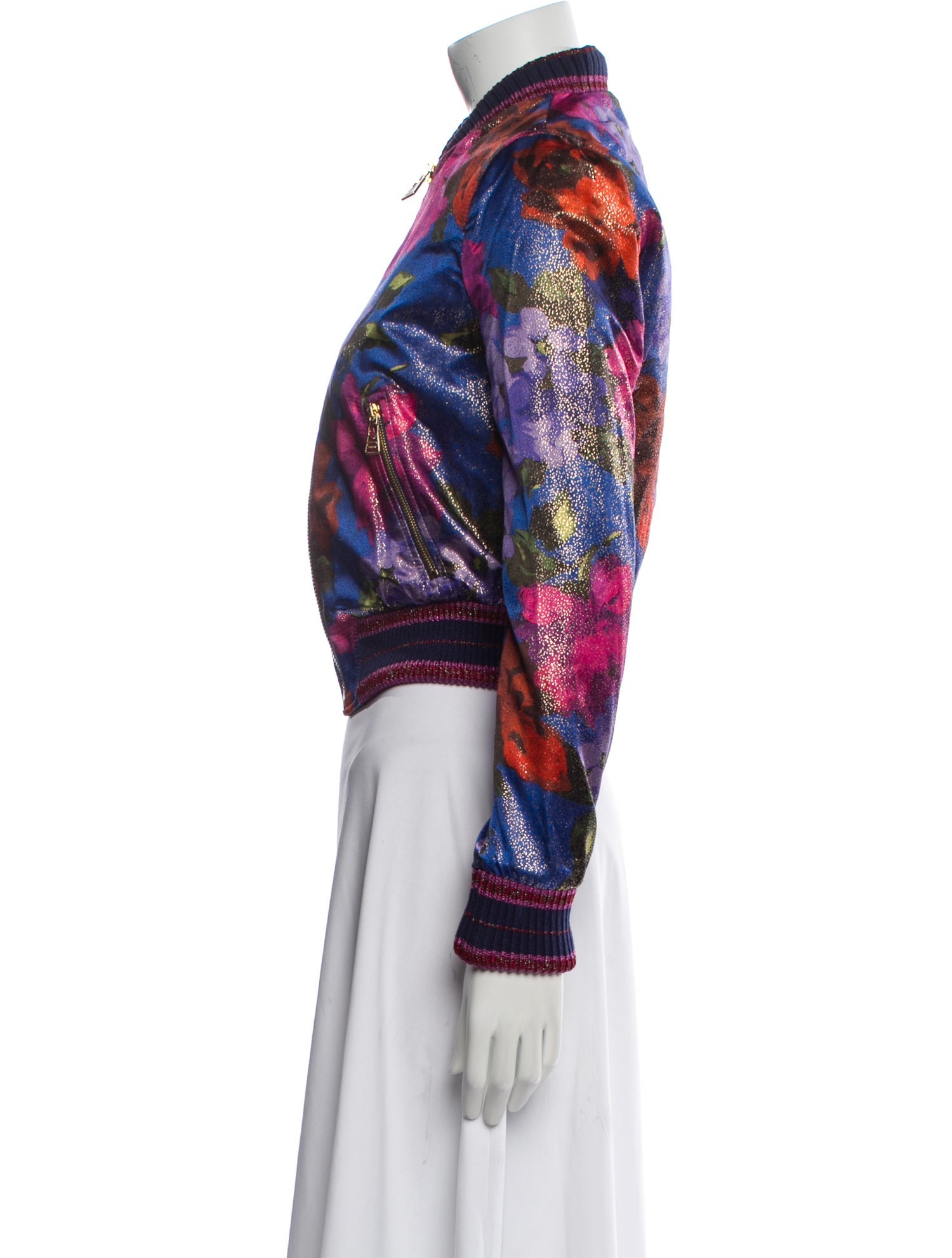 La Perla Silk Floral Print Bomber Jacket