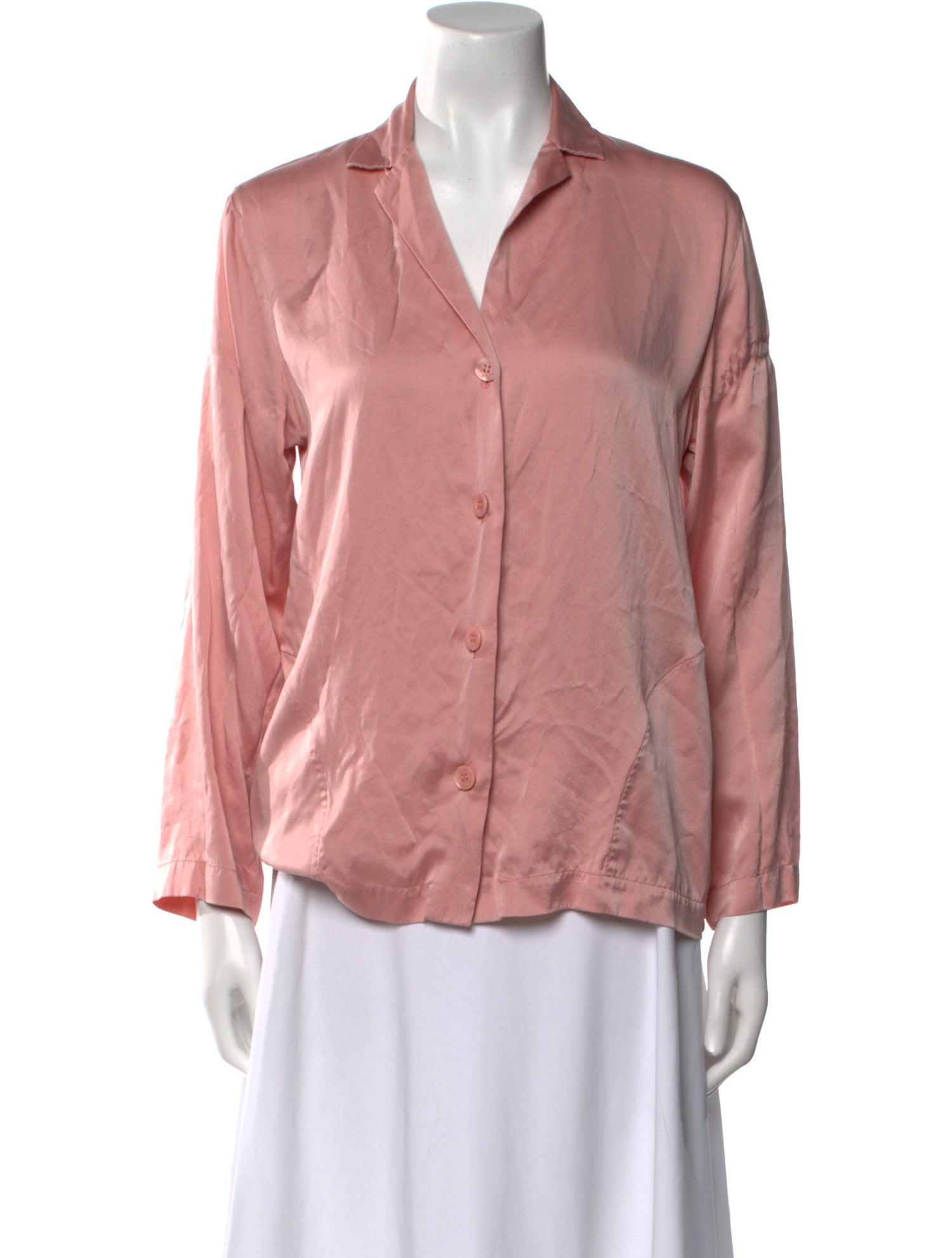 La Perla Silk V-Neck Button-Up Top