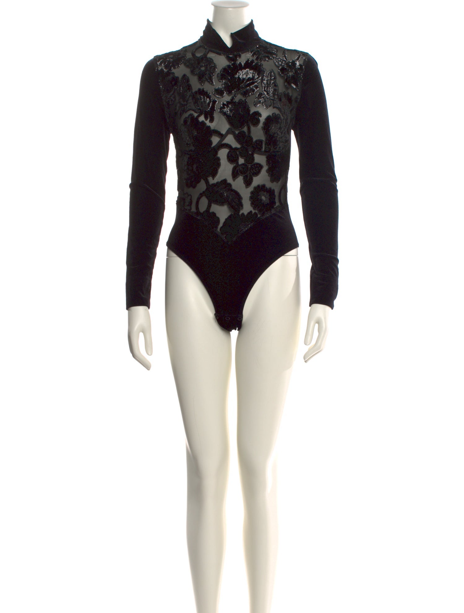 La Perla Lace Pattern Mock Neck Bodysuit