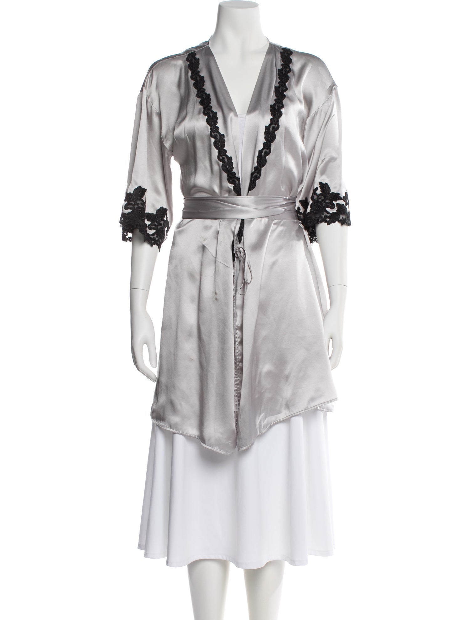 La Perla Silk Lace Trim Embellishment Robe