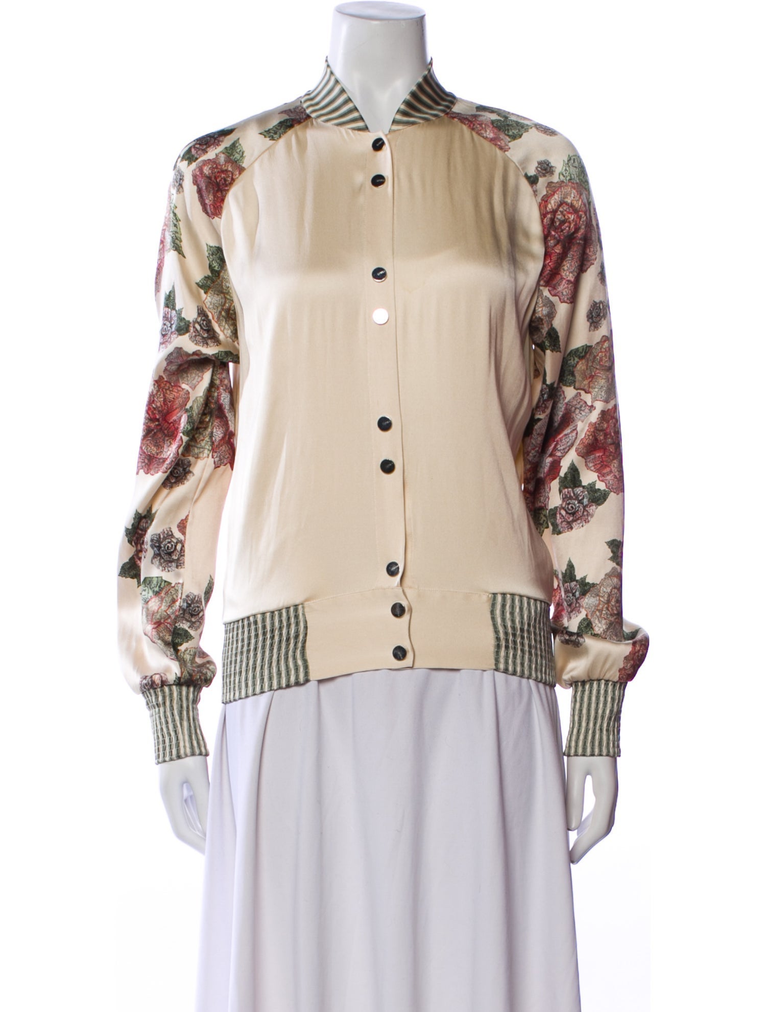 La Perla Silk Floral Print Bomber Jacket