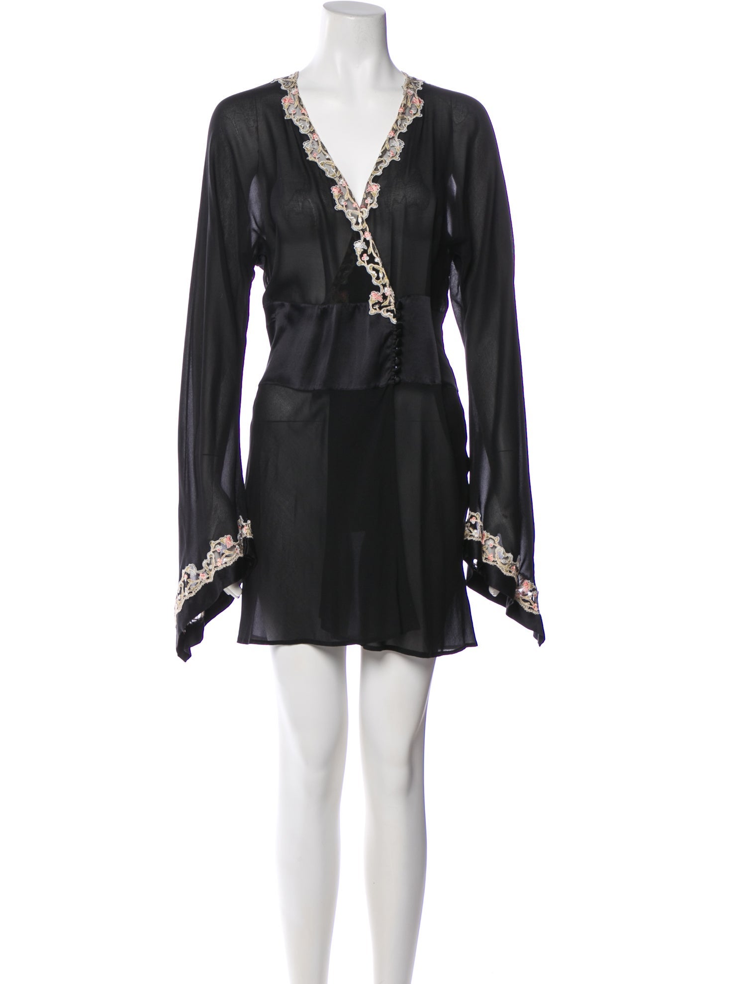 La Perla Silk Mesh Accents Robe