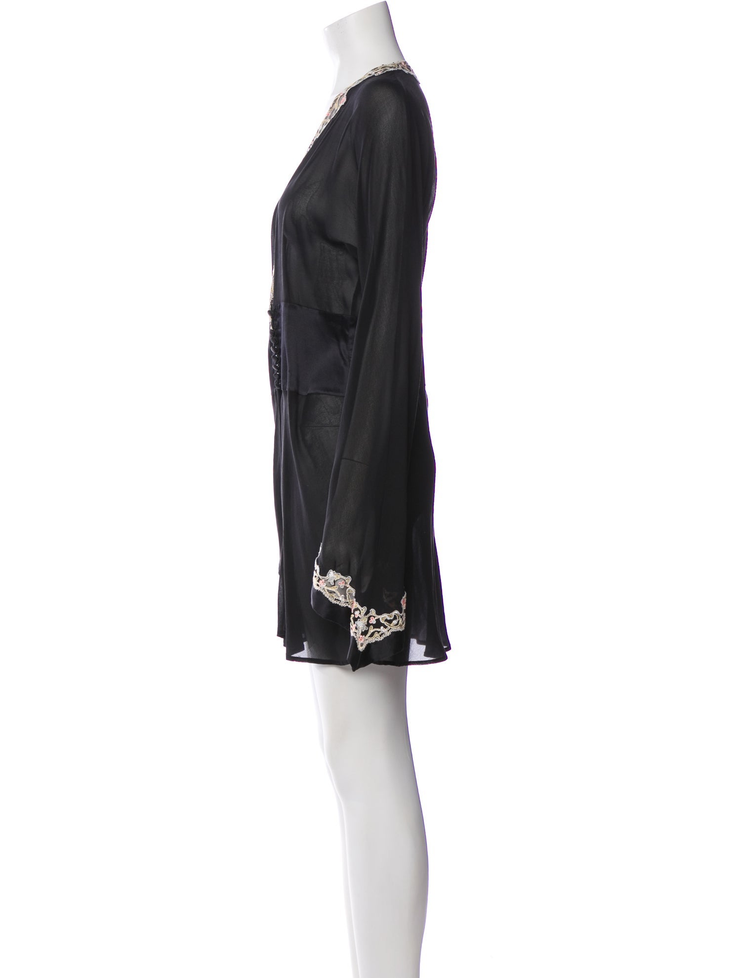 La Perla Silk Mesh Accents Robe