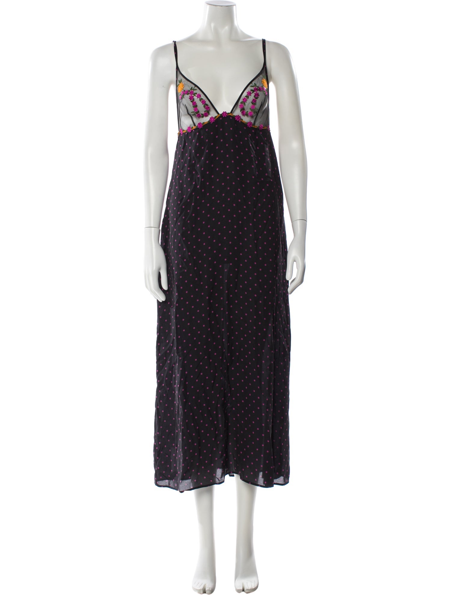 La Perla Silk Polka Dot Print Nightgown