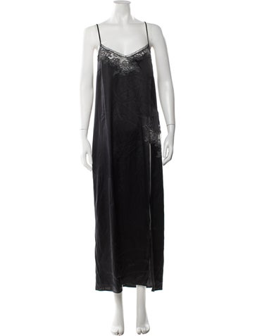 Pre-owned La Perla Silk Lace Pattern Nightgown In Black