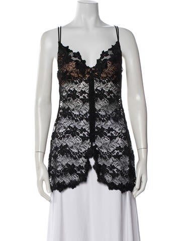 Pre-owned La Perla Nylon Lace Pattern Top In White