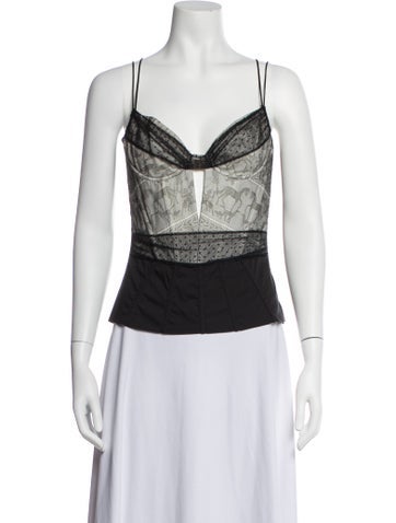 Pre-owned La Perla Patterned V-neck Top In Black