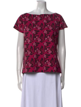 La Petite Robe di Chiara Boni Floral Print Bateau Neckline Blouse