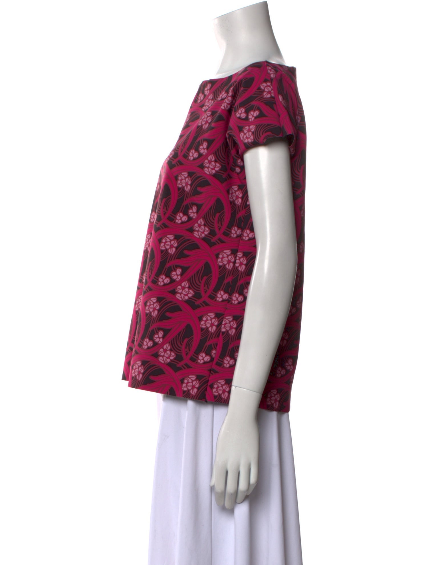 La Petite Robe di Chiara Boni Floral Print Bateau Neckline Blouse