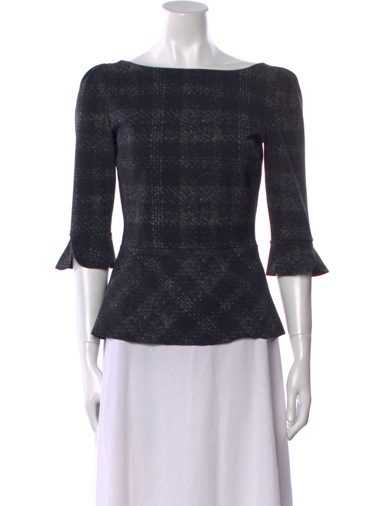 La Petite Robe di Chiara Boni Plaid Print Bateau Neckline Tunic