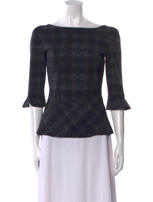 La Petite Robe di Chiara Boni Plaid Print Bateau Neckline Tunic