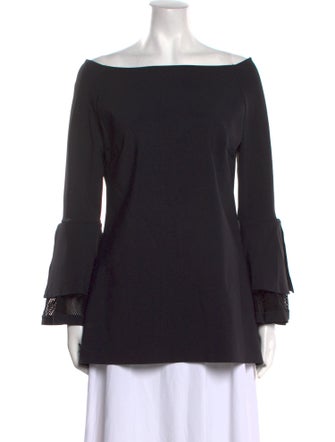La Petite Robe di Chiara Boni Bateau Neckline Long Sleeve Blouse