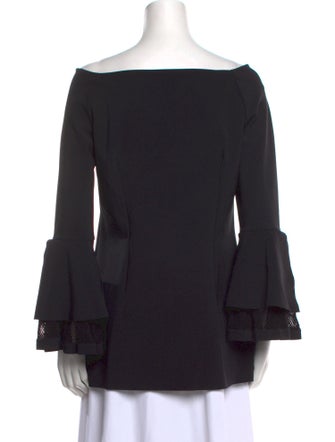La Petite Robe di Chiara Boni Bateau Neckline Long Sleeve Blouse