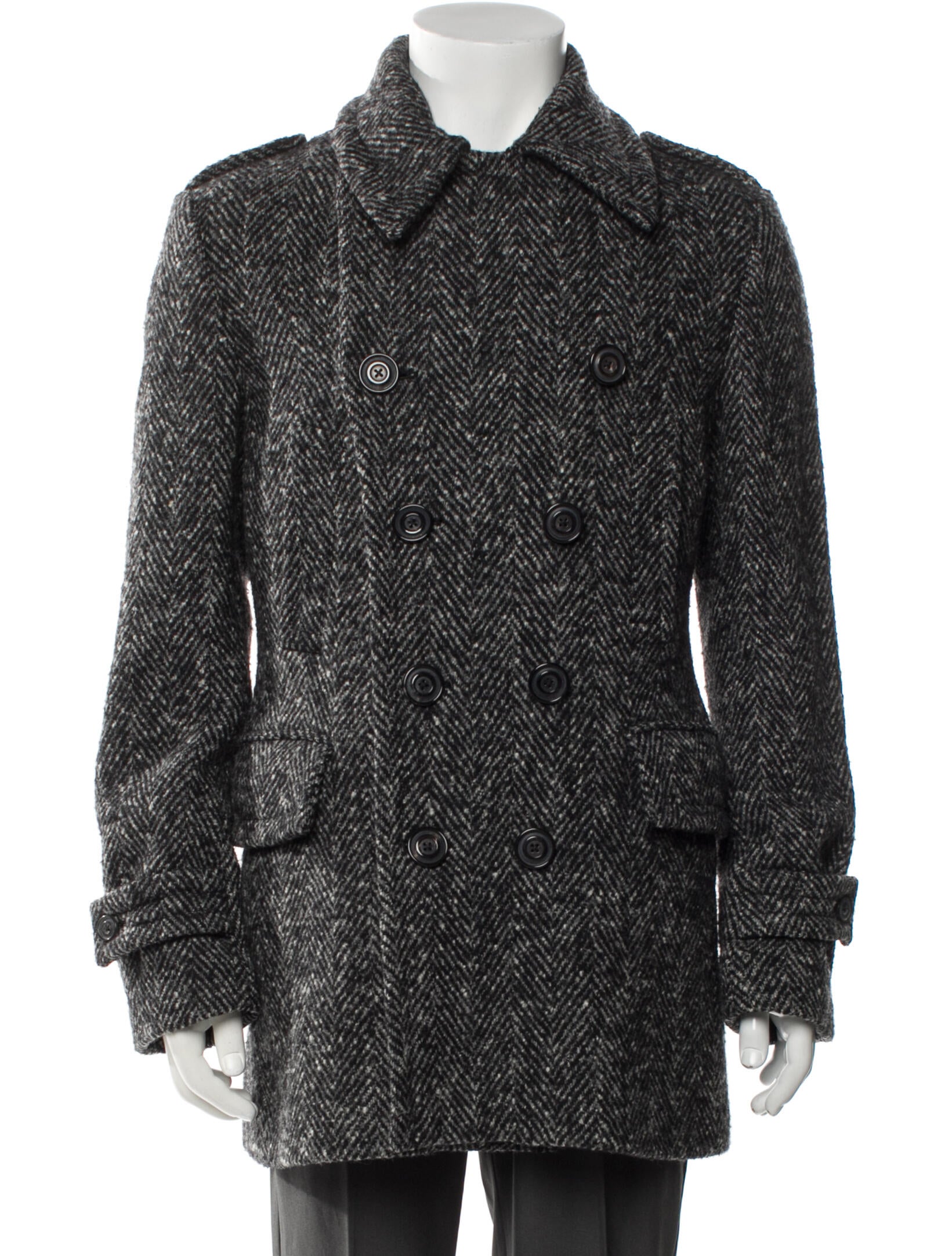 Wooster + Lardini Tweed Pattern Peacoat