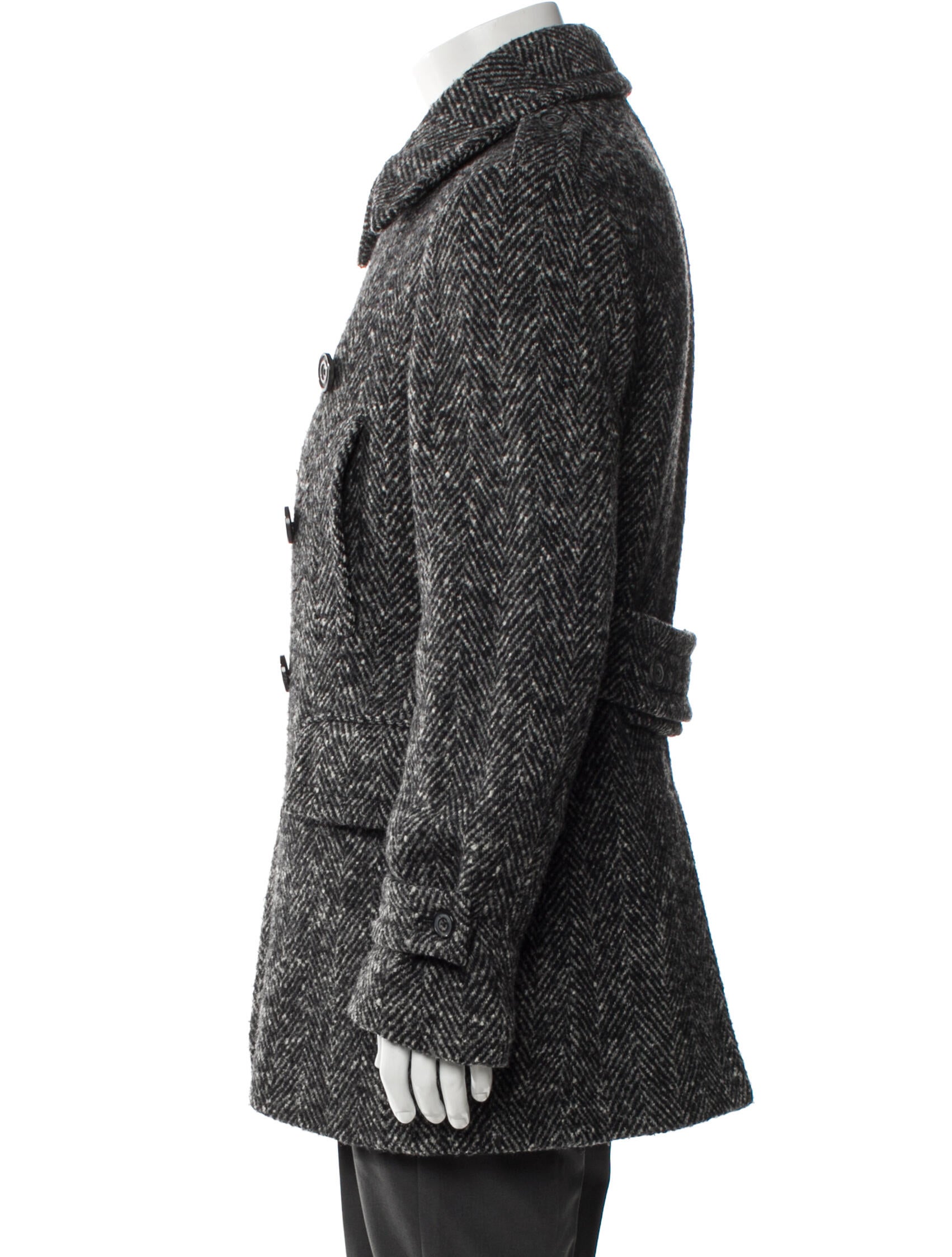Wooster + Lardini Tweed Pattern Peacoat
