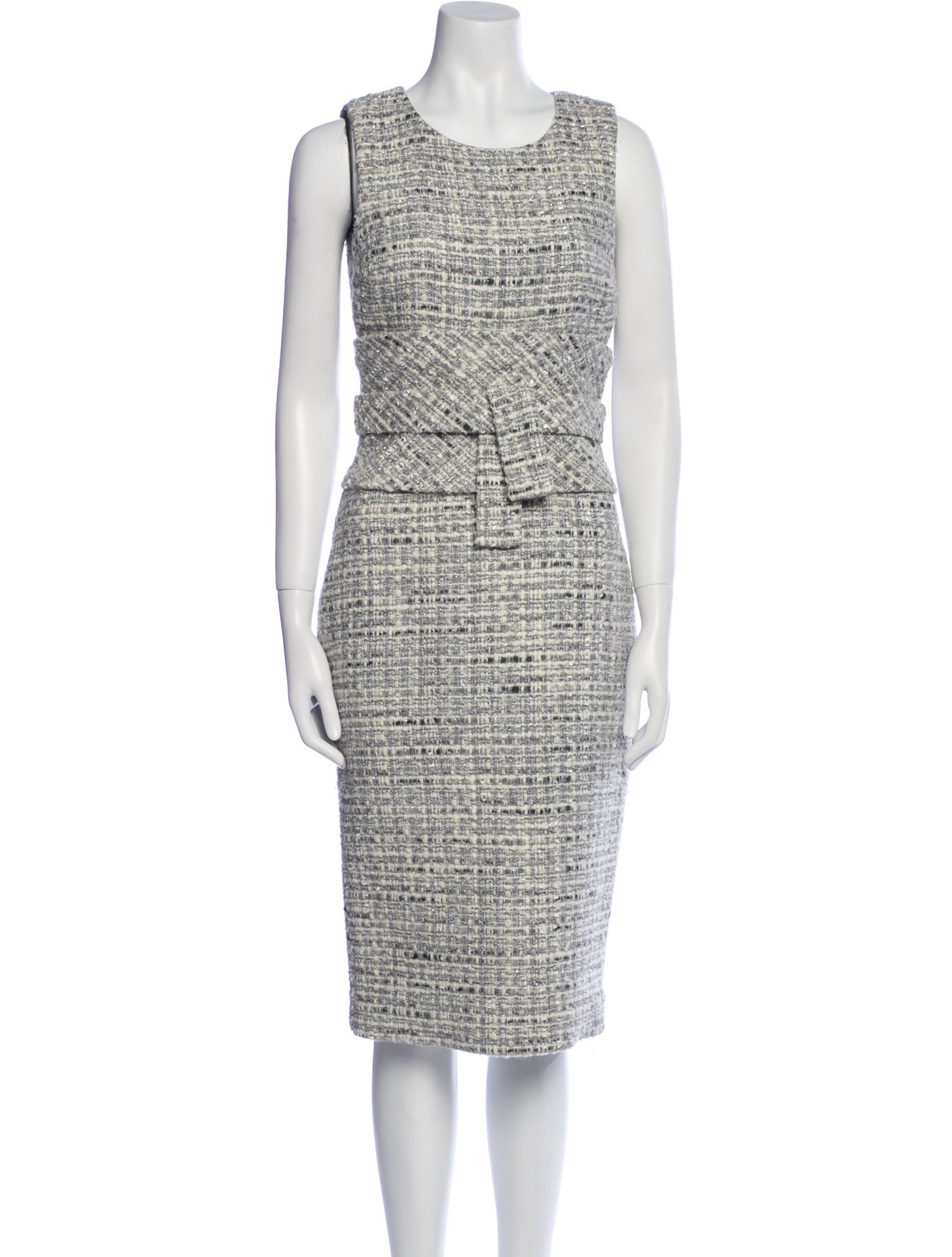 Larusmiani Tweed Pattern Knee-Length Dress