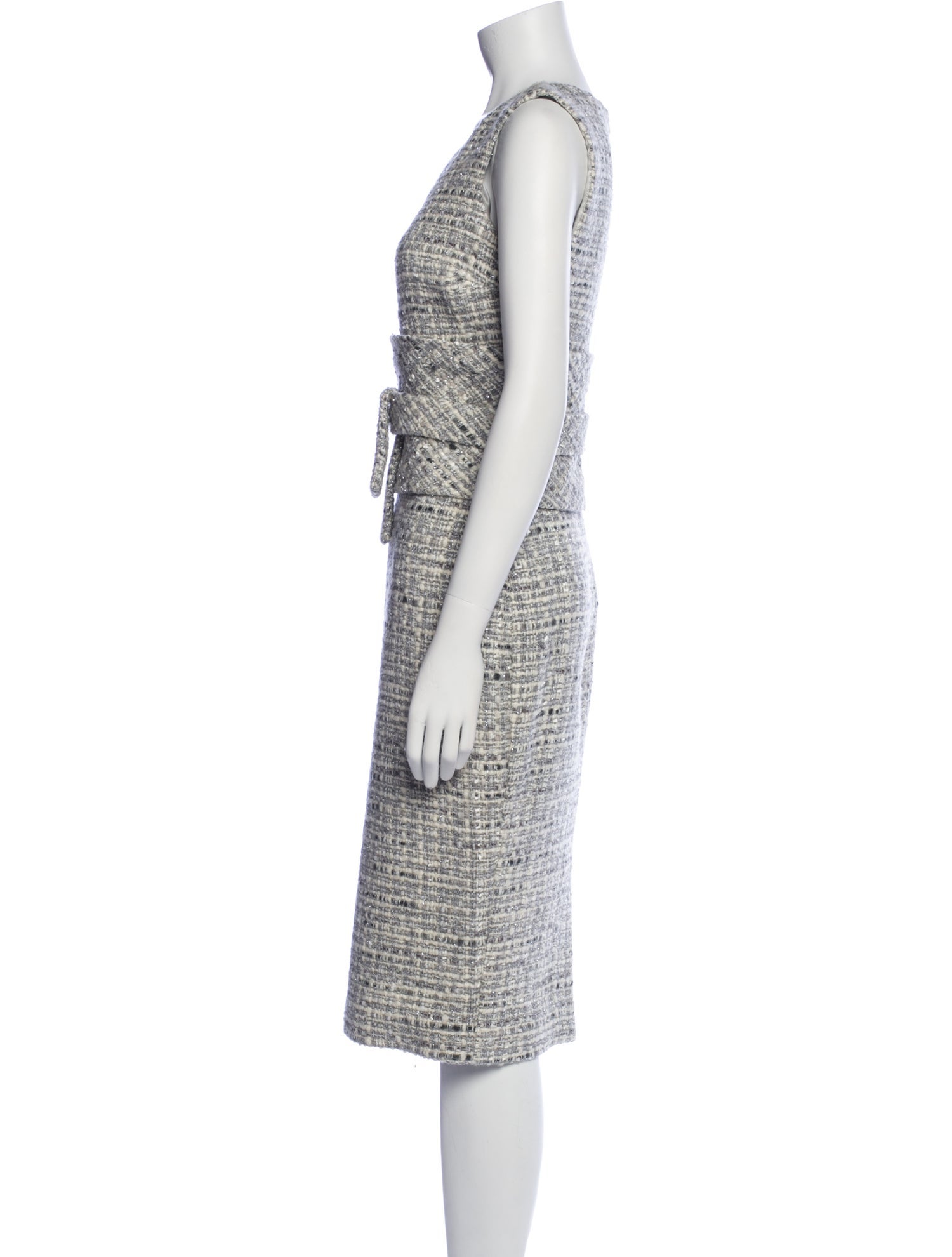 Larusmiani Tweed Pattern Knee-Length Dress