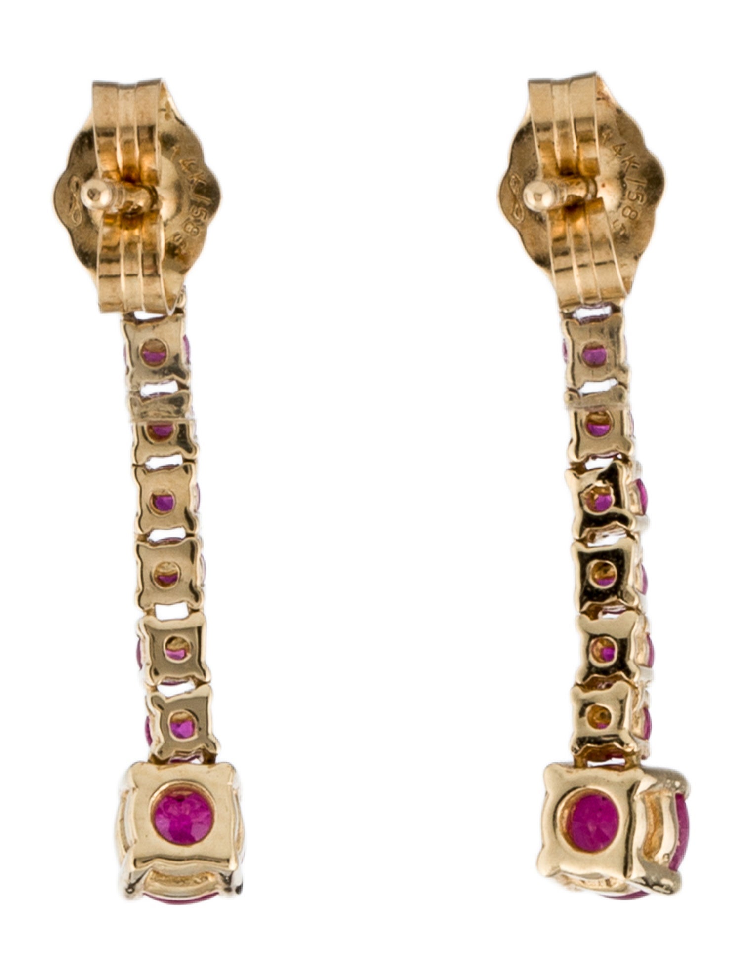 The Last Line 14K Ruby Line Drop Earrings