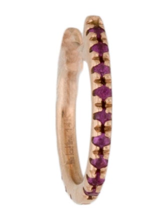 The Last Line 14K Ruby Single Huggie Earring
