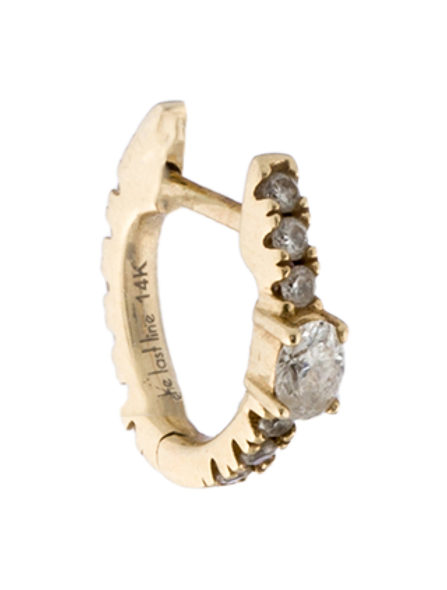 The Last Line 14K Diamond Single Huggie Earrings