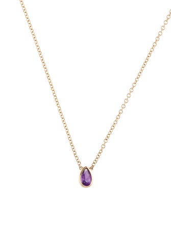 The Last Line 14K Amethyst Teardrop Pendant Necklace