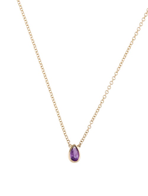 The Last Line 14K Amethyst Teardrop Pendant Necklace