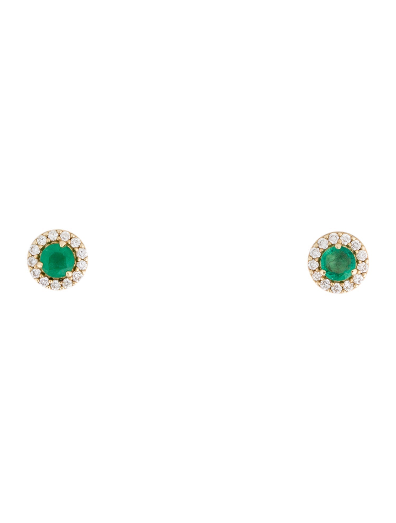The Last Line 14K Emerald & Diamond Stud Earrings