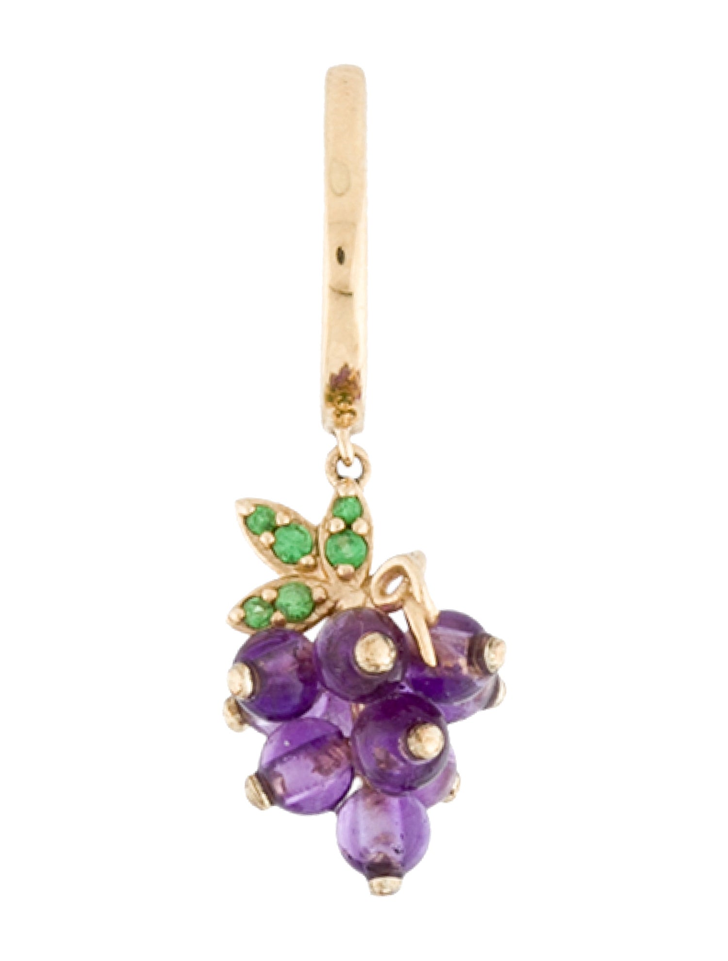 The Last Line 14K Amethyst & Tsavorite Garnet Single Grape Earring