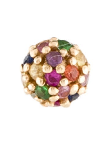 Pre-owned The Last Line 14k Multistone Rainbow Stud Earring