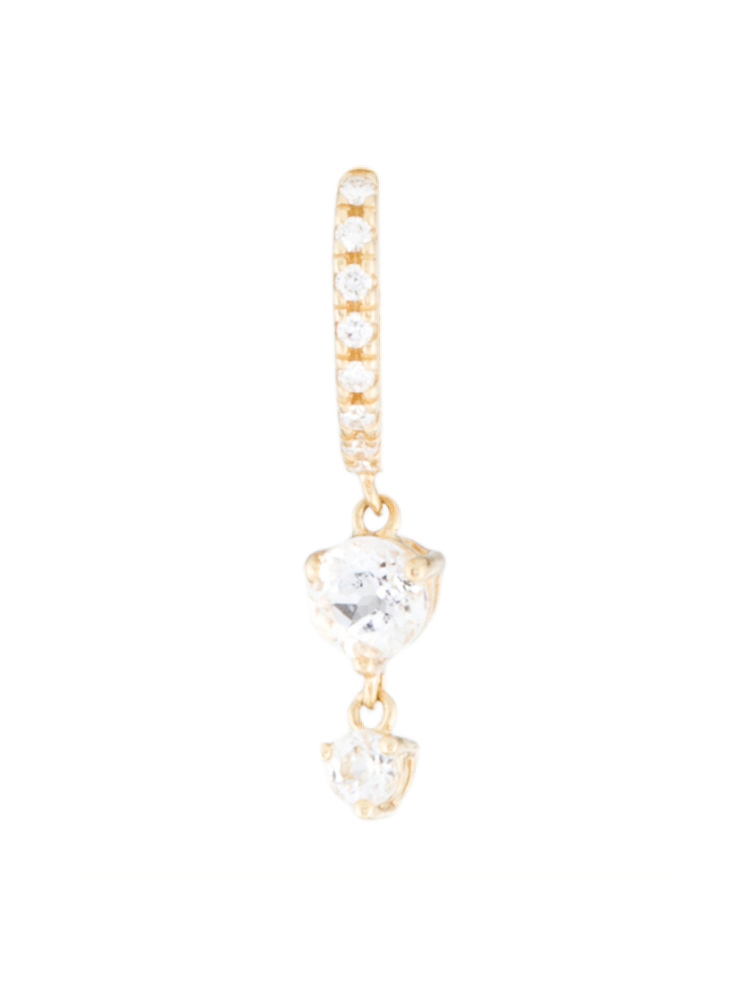 The Last Line 14K Topaz & Diamond Double Solitaire Single Drop Earring
