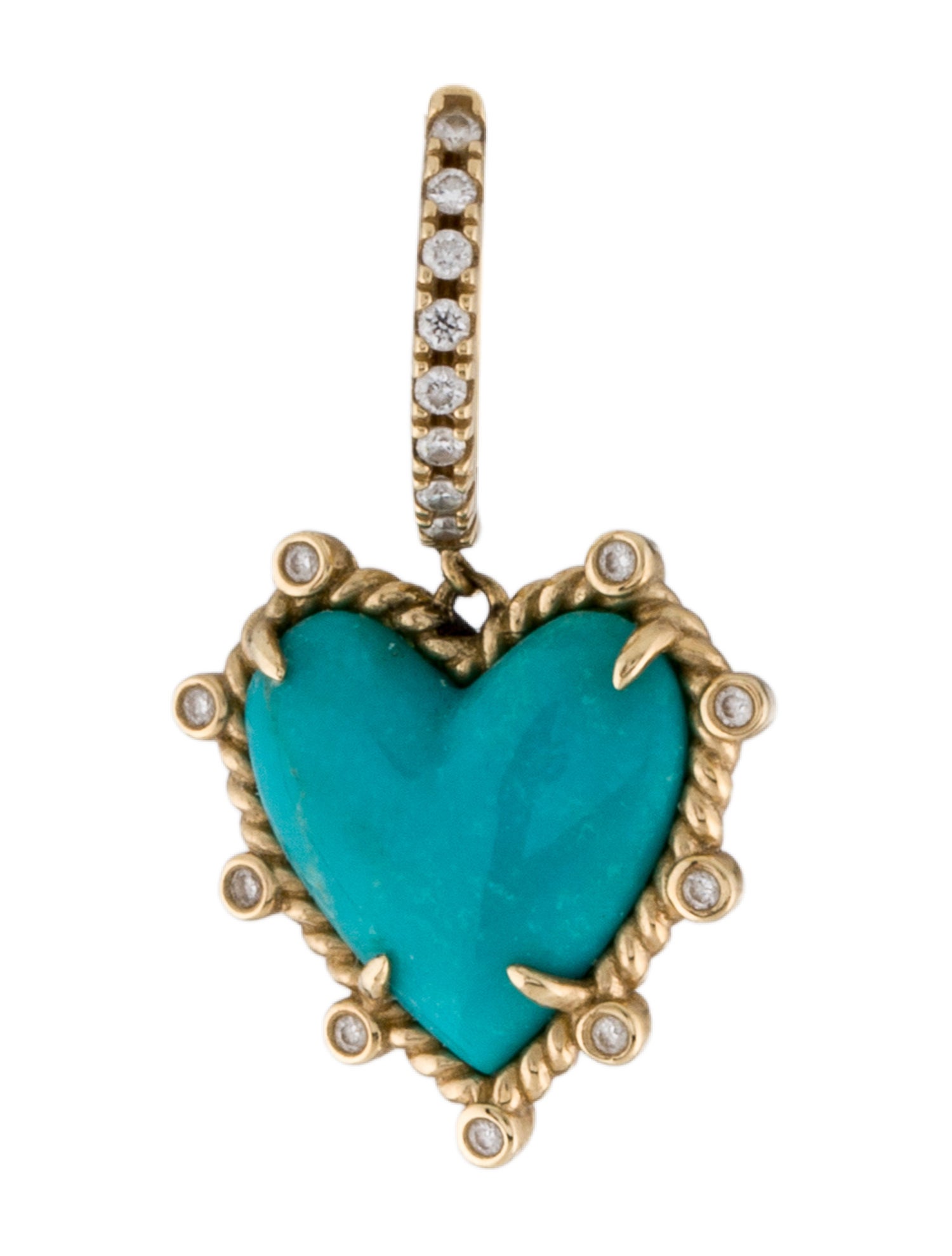 The Last Line 14K Turquoise & Diamond Heart Twist Drop Earring