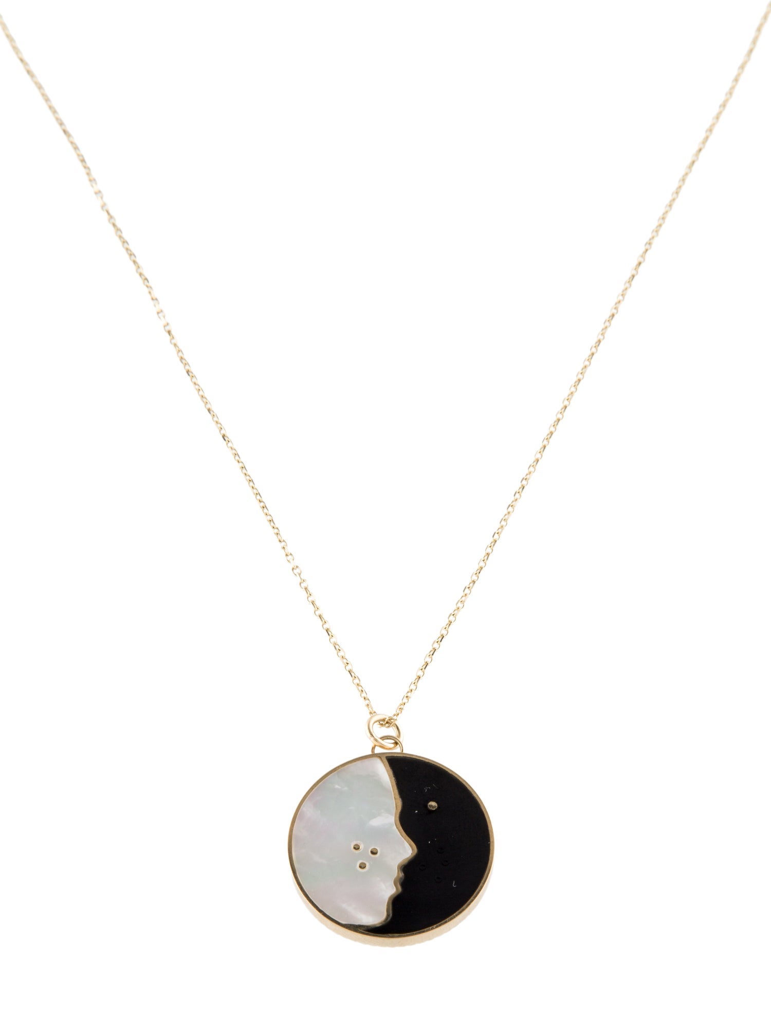 L'Atelier Nawbar 18K Diamond, Pearl & Onyx The Kiss Pendant Necklace