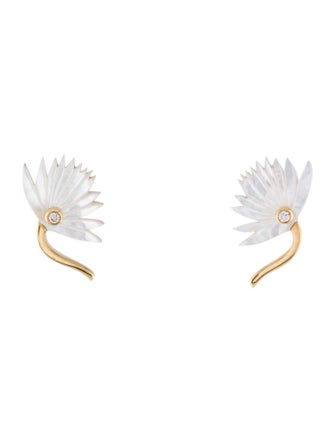 L'Atelier Nawbar 18K Mother of Pearl & Diamond Flower Stud Earrings
