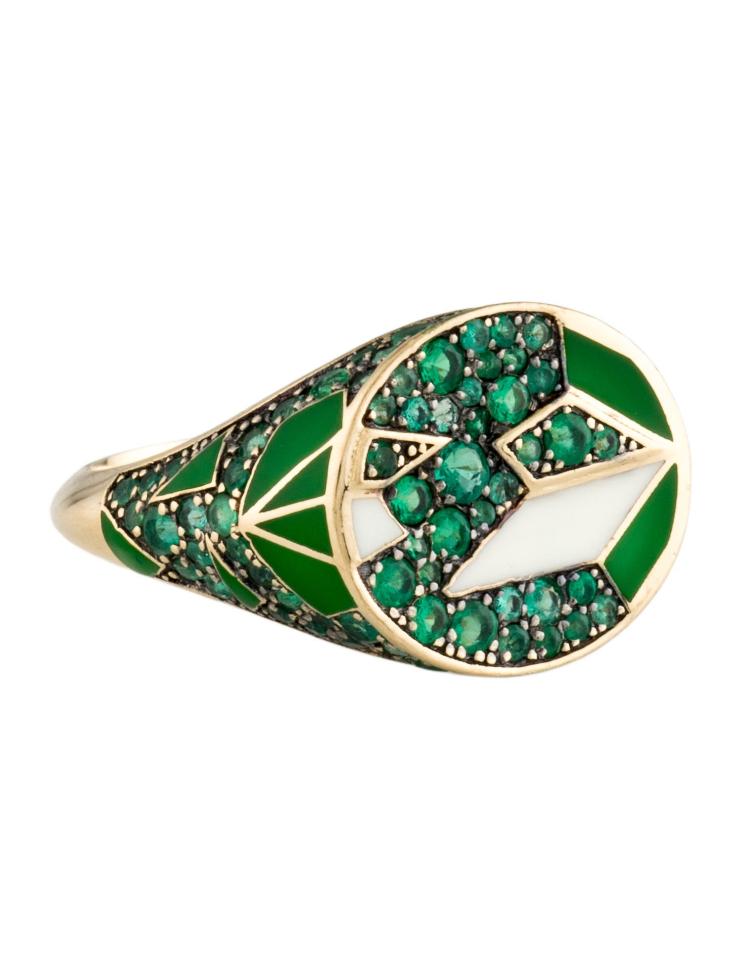L'Atelier Nawbar 18K Emerald & Enamel Cocktail Ring