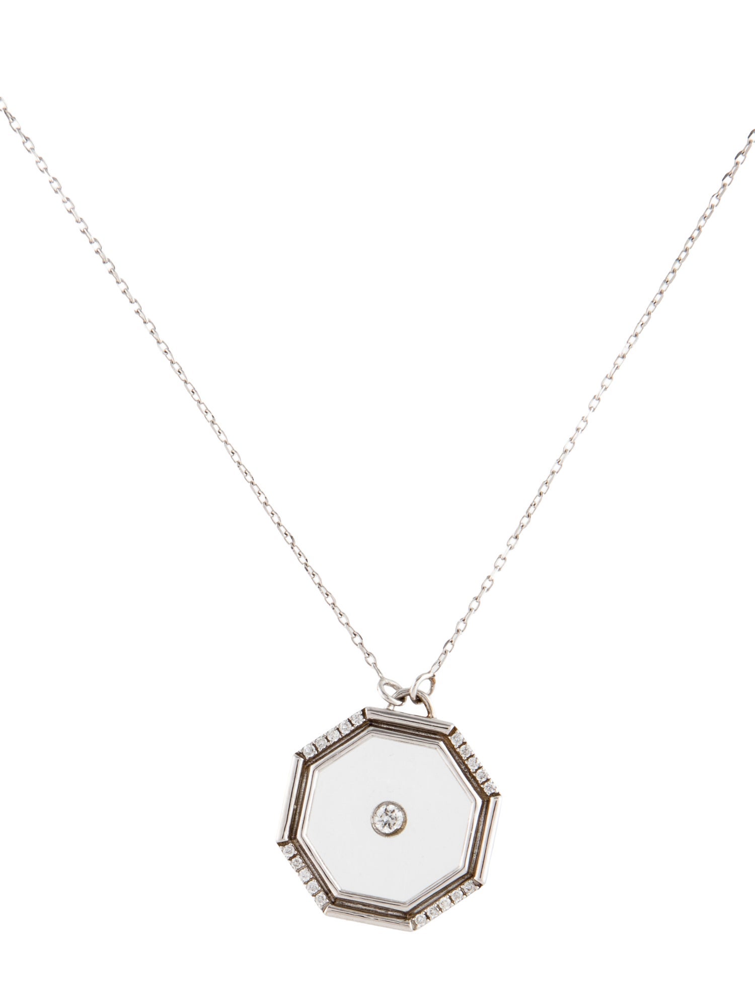 L'Atelier Nawbar 9K Diamond & Glass Hexagonal Pendant Necklace