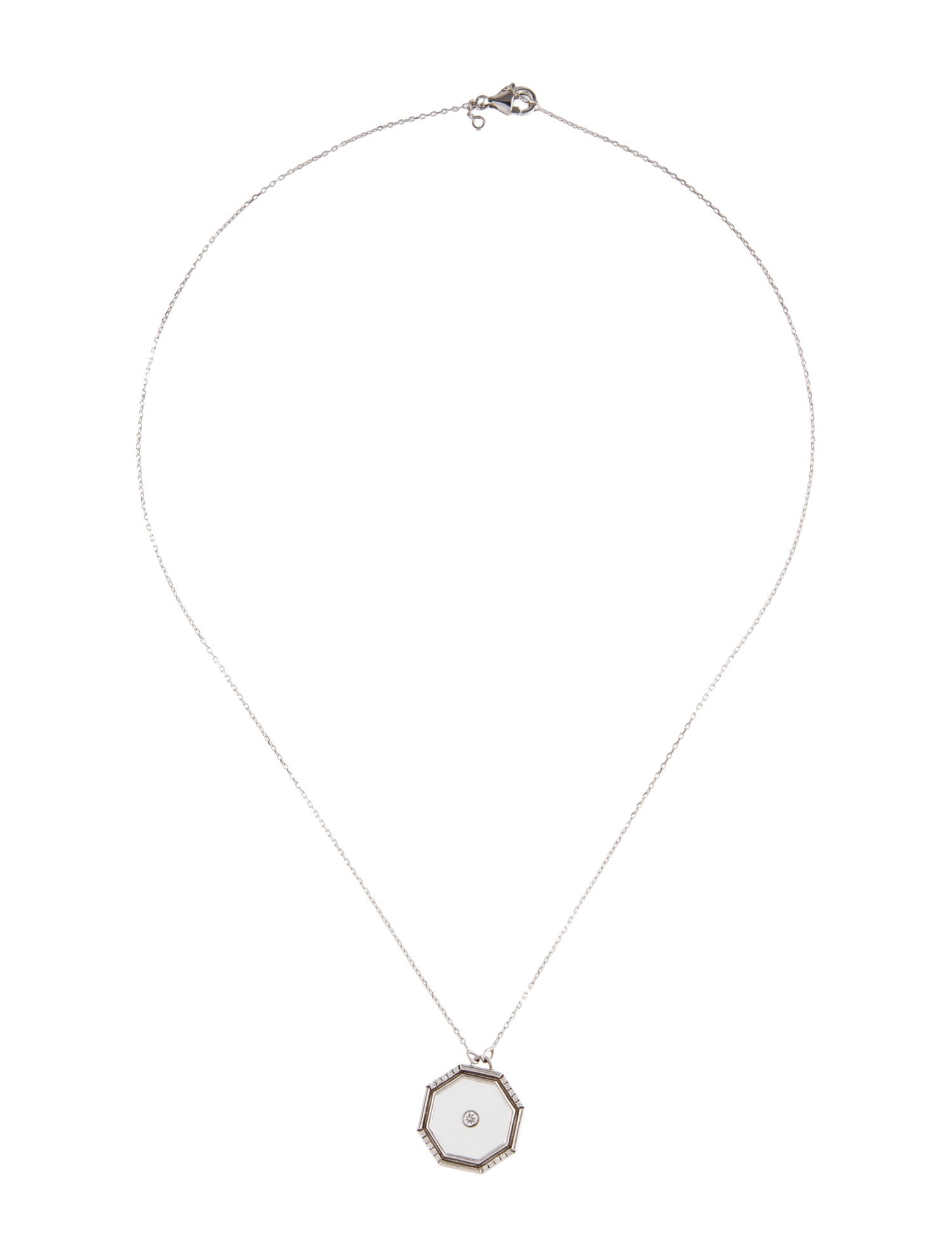 L'Atelier Nawbar 9K Diamond & Glass Hexagonal Pendant Necklace