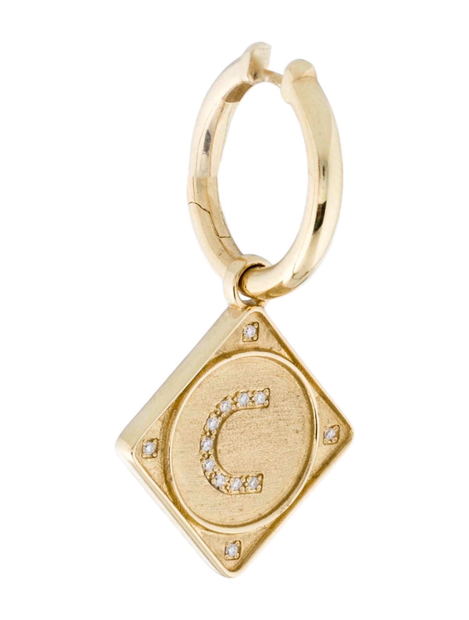 Lauren Rubinski 14K Diamond Mono Letter Single Drop Earring