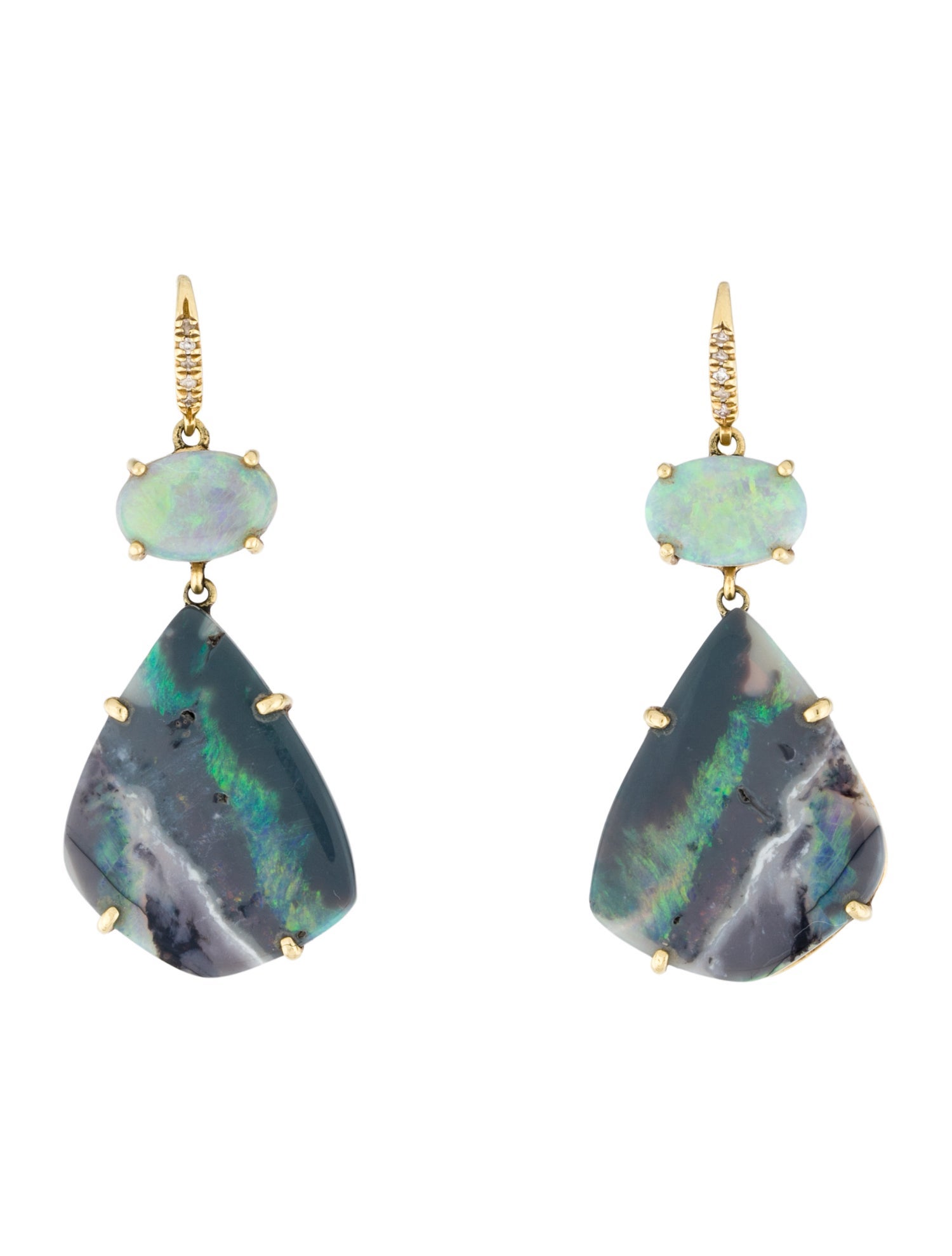 Lauren K 18K Opal & Diamond Drop Earrings
