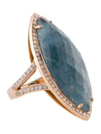 Lauren K 18K Aquamarine & Diamond Cocktail Ring