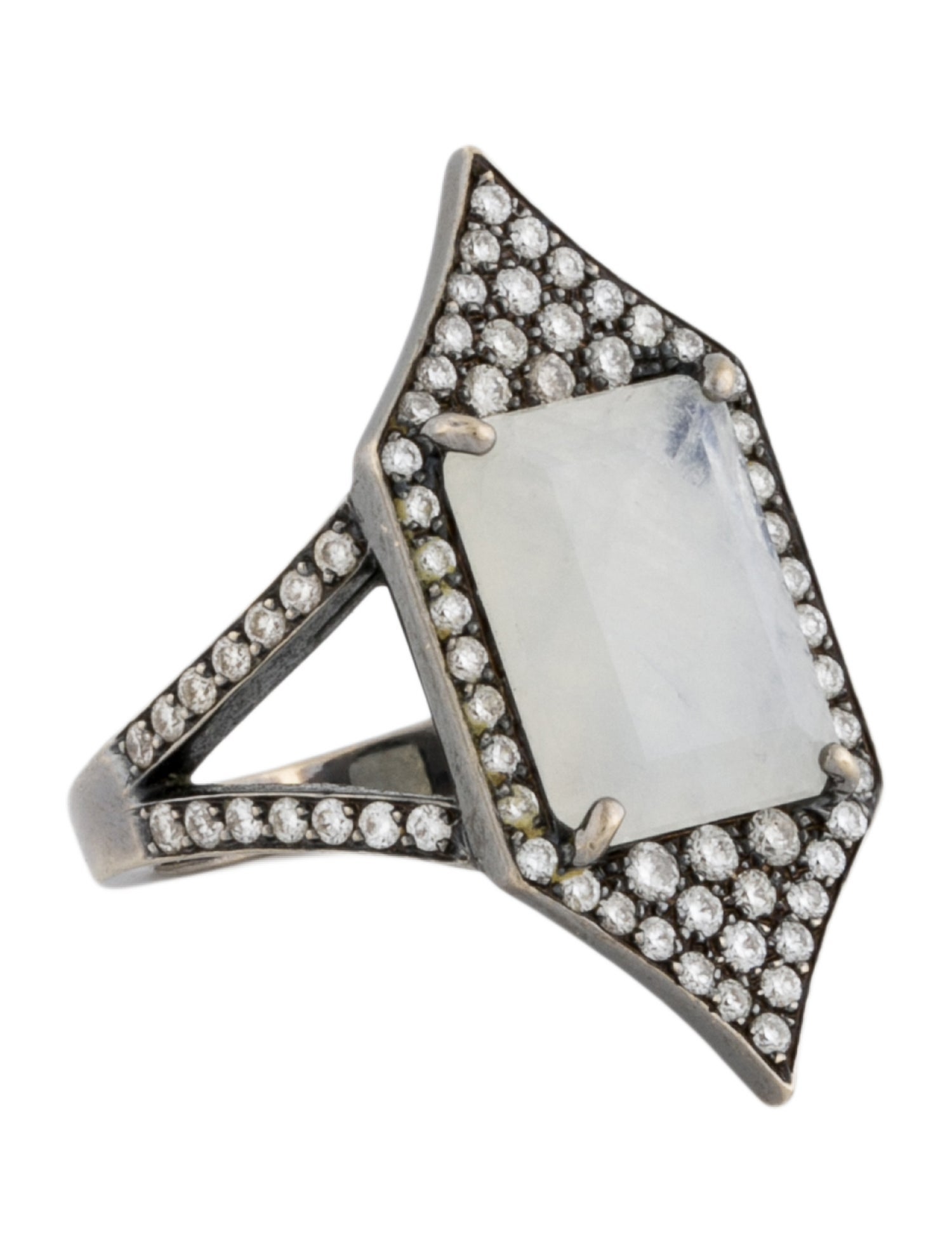 Lauren K 18K Moonstone Labradorite & Diamond Ring