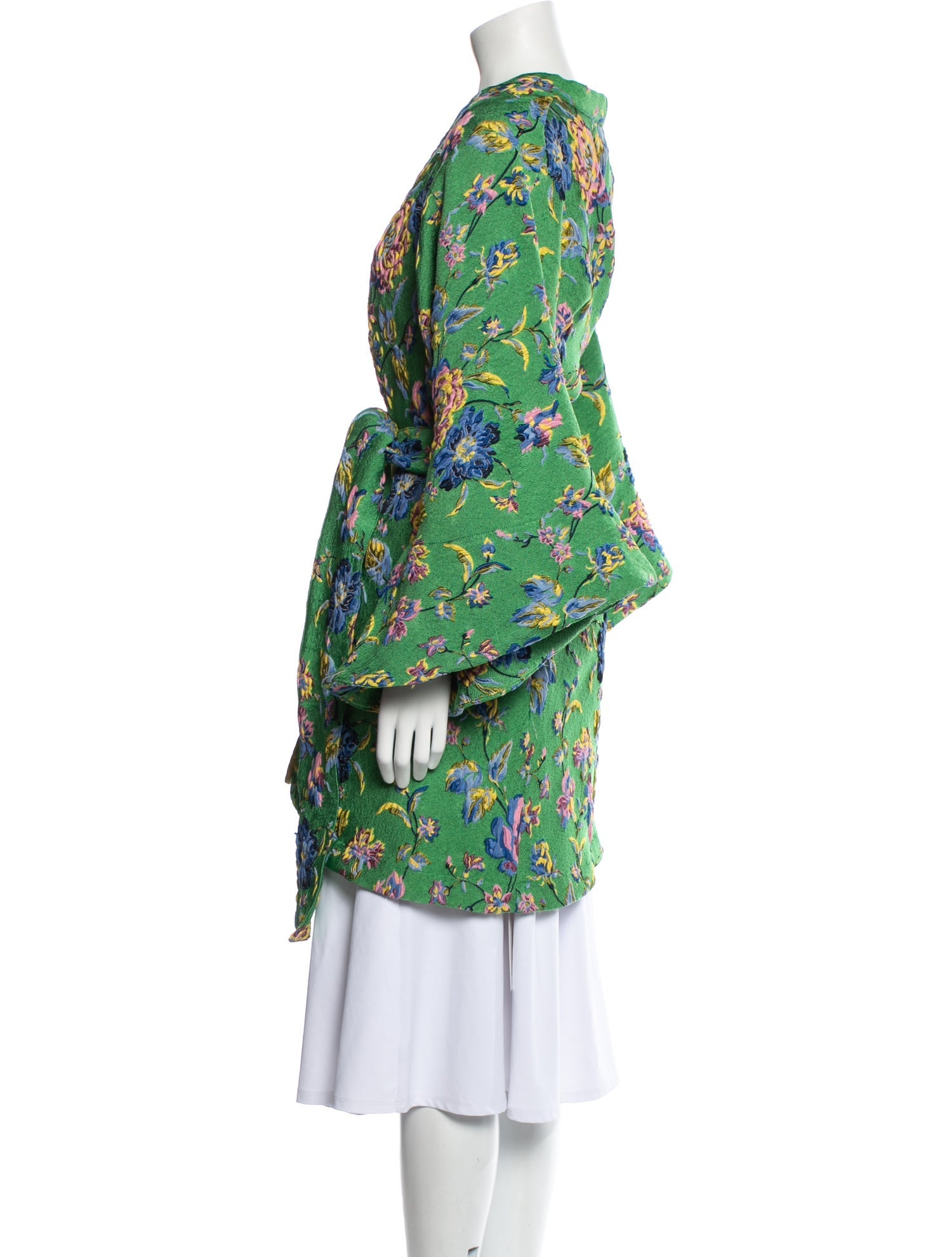La Vie Style House Floral Print Coat Green Coats, Clothing