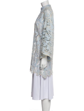 La Vie Style House Lace Pattern Mock Neck Tunic