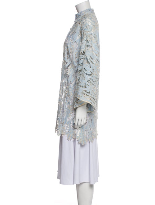 La Vie Style House Lace Pattern Mock Neck Tunic