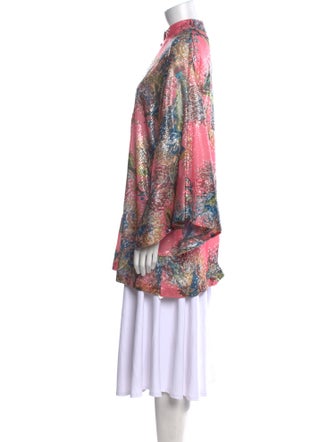 La Vie Style House Floral Print Mock Neck Tunic